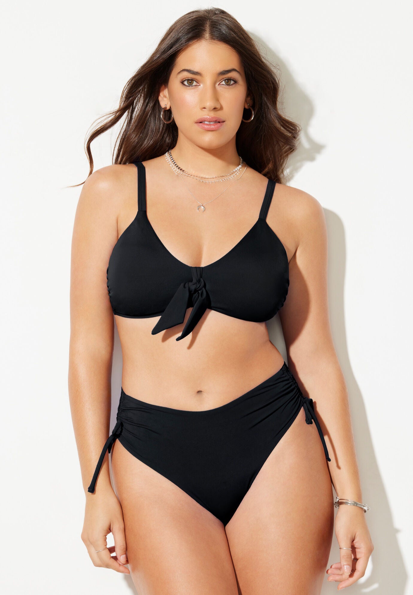 Mentor Tie Front High Waist Side Tie Bikini Set, , alternate image number null